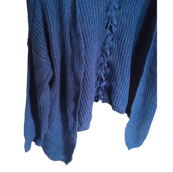 DREAMERS (Nords) Boho Back Lace up Detail Cardigan Navy Blue Size Small-Medium - Picture 5 of 12